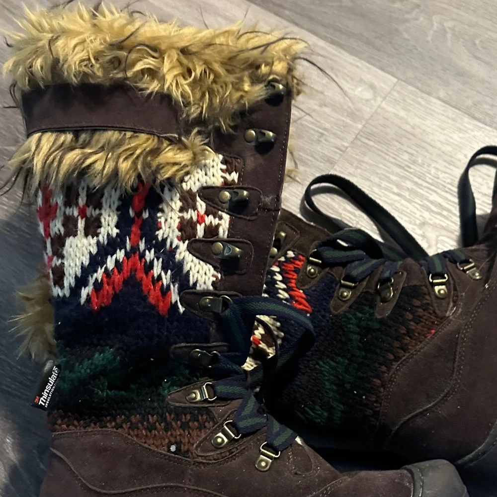 Muk Luks Brown Patterned Winter Boots - Picture 4 of 4
